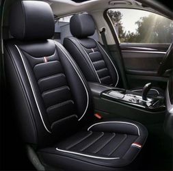 Universal Luxury PU Leather Car Seat Cover Full Set, Comfortable Car 5 Seat Covers Four Seasons For SUV, Sedan, Truck, Airbag Compatible