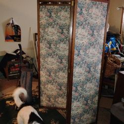 A Dividing Screen In It's A Antique Chinese Embroidered Silk Old $100 Two In Tables Chippendale $100 And Little Side Table $50 And The Copper Fireplac