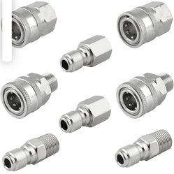Pressure Washer Quick Connect 3/8 Inch, Pressure Washer Fittings, Stainless Steel Adapter Set, Female and Male Thread, 8 Pieces