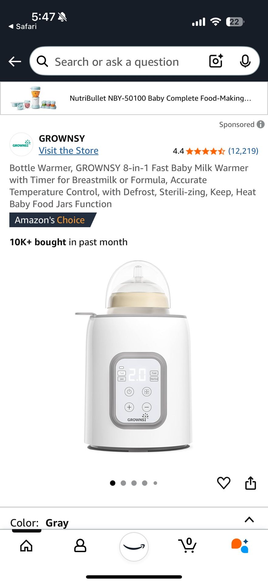 Grownsy 8-1 baby Bottle Warmer