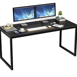 Computer Desk 55" Large Office Desk Computer Table Laptop PC Simple Study Writing Desk for Home Office, Black