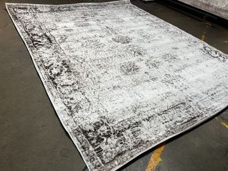 8x10 White Grey Distressed Oriented Boho Area Rug 