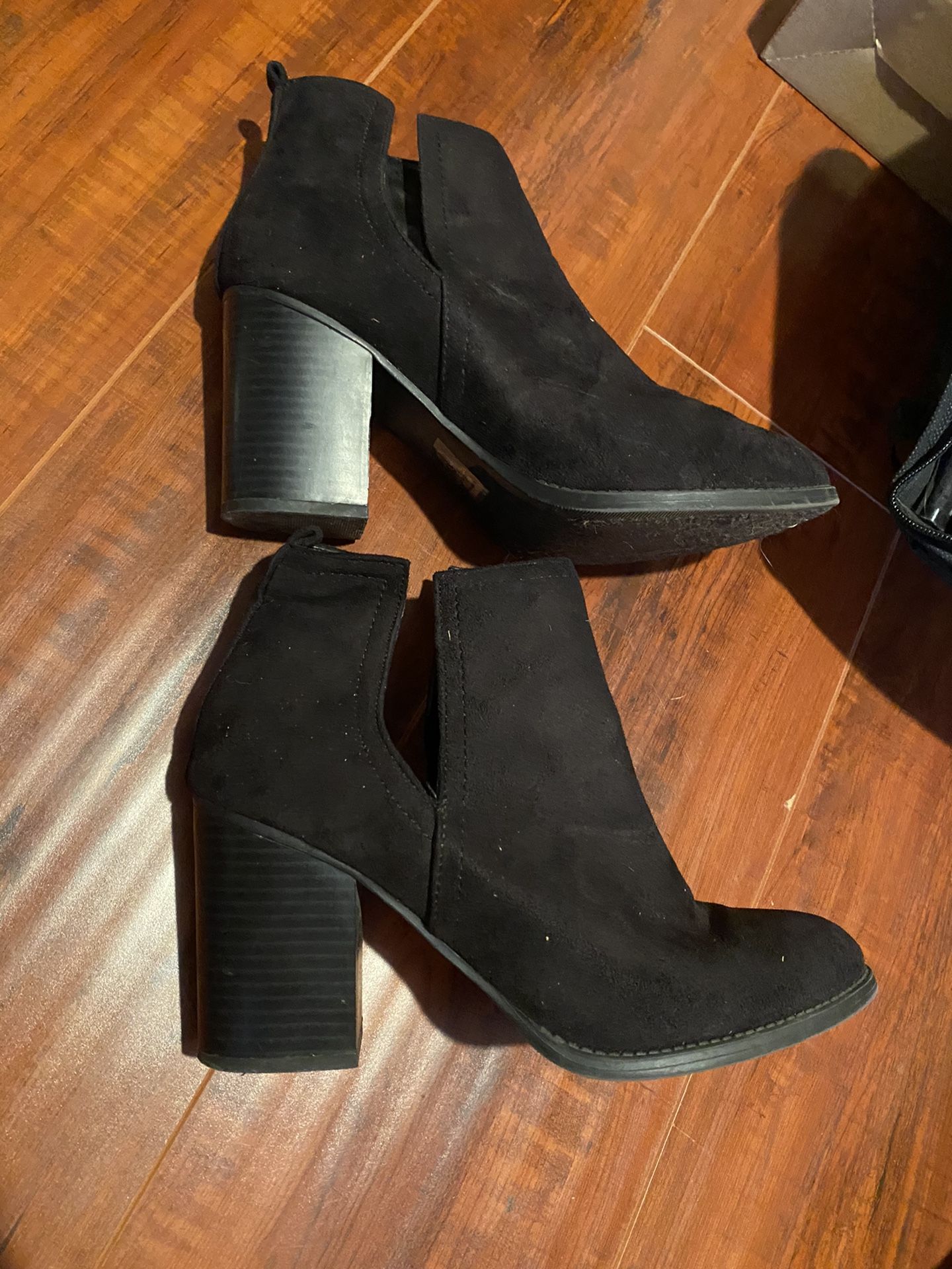 Soda black cutout boots heels