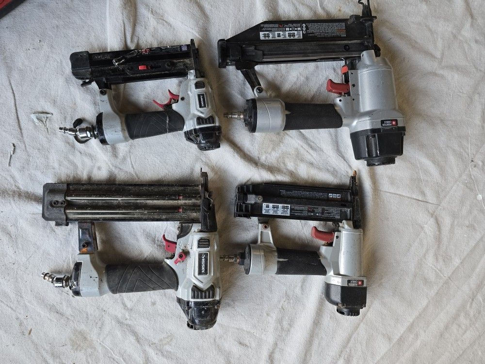 “Set of 4 Pneumatic Nail Guns – All Go Together”

