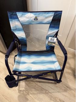 New GCI Outdoor Beach Rocker Low Profile Rocking Beach Chair with Cup Holder, Wave Blue