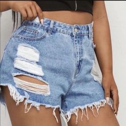 Ripped Denim Shorts