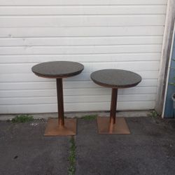 Round Granite Top W/ Copper Base Pedestal Bistro Tables