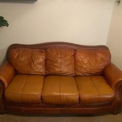 Leather couch and loveseat