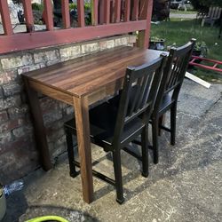 Nice Wood Dining Table With  2 Chairs 