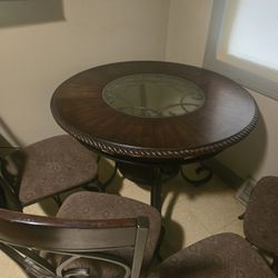 Ashley Furniture Wood And Glass 4 Chairs Included 