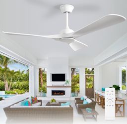52-Inch White Ceiling Fan with Remote Control • Indoor & Outdoor Ceiling Fan