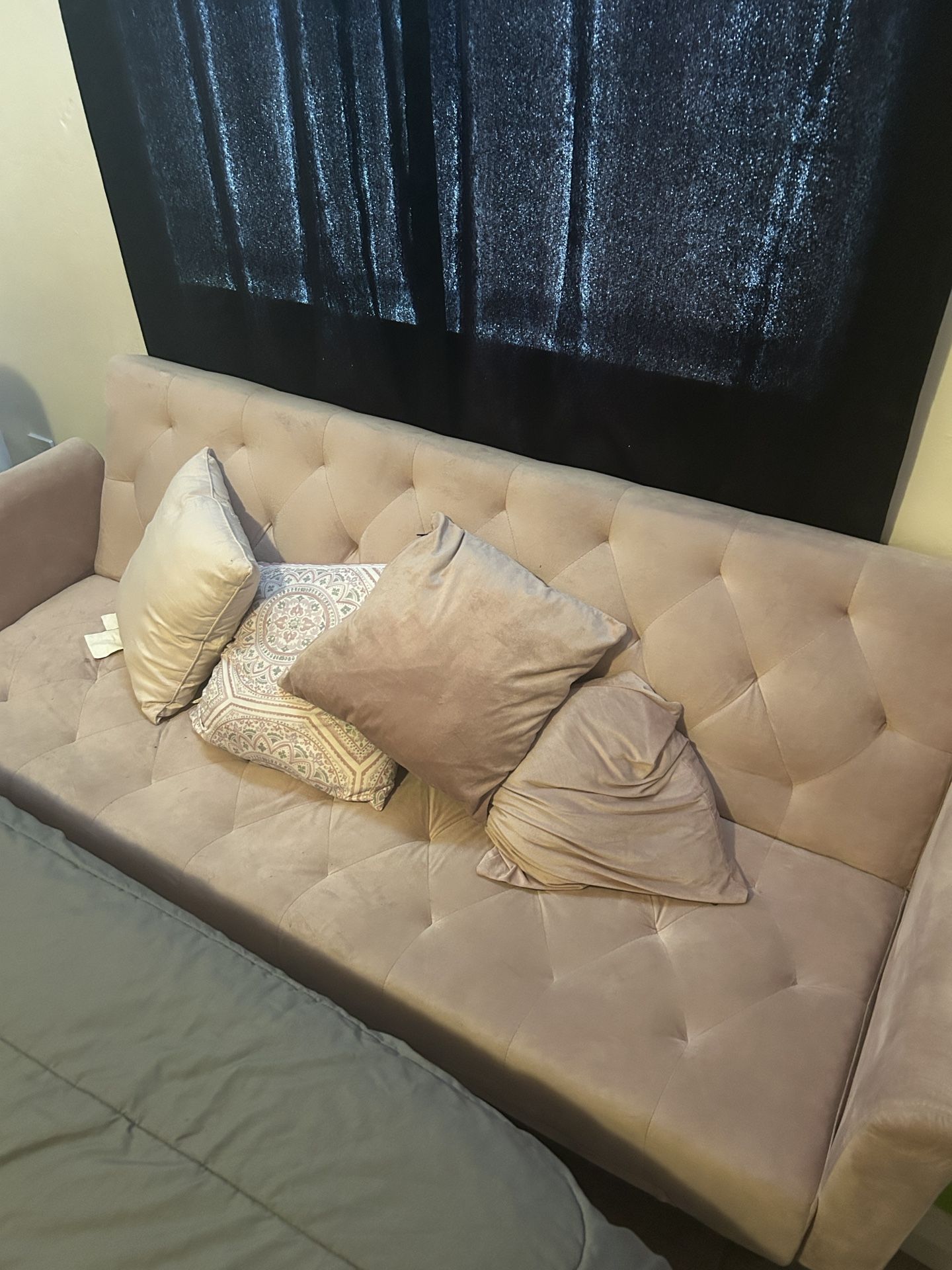 Pink Suede couch / bed