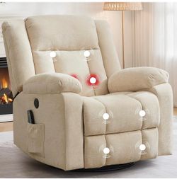 New in box-Korser Rocker Recliner, Glider Recliner Chairs for Adults, 360° Swivel Rocking Chair with Massage and Heating, Nursery Chair with Storage a