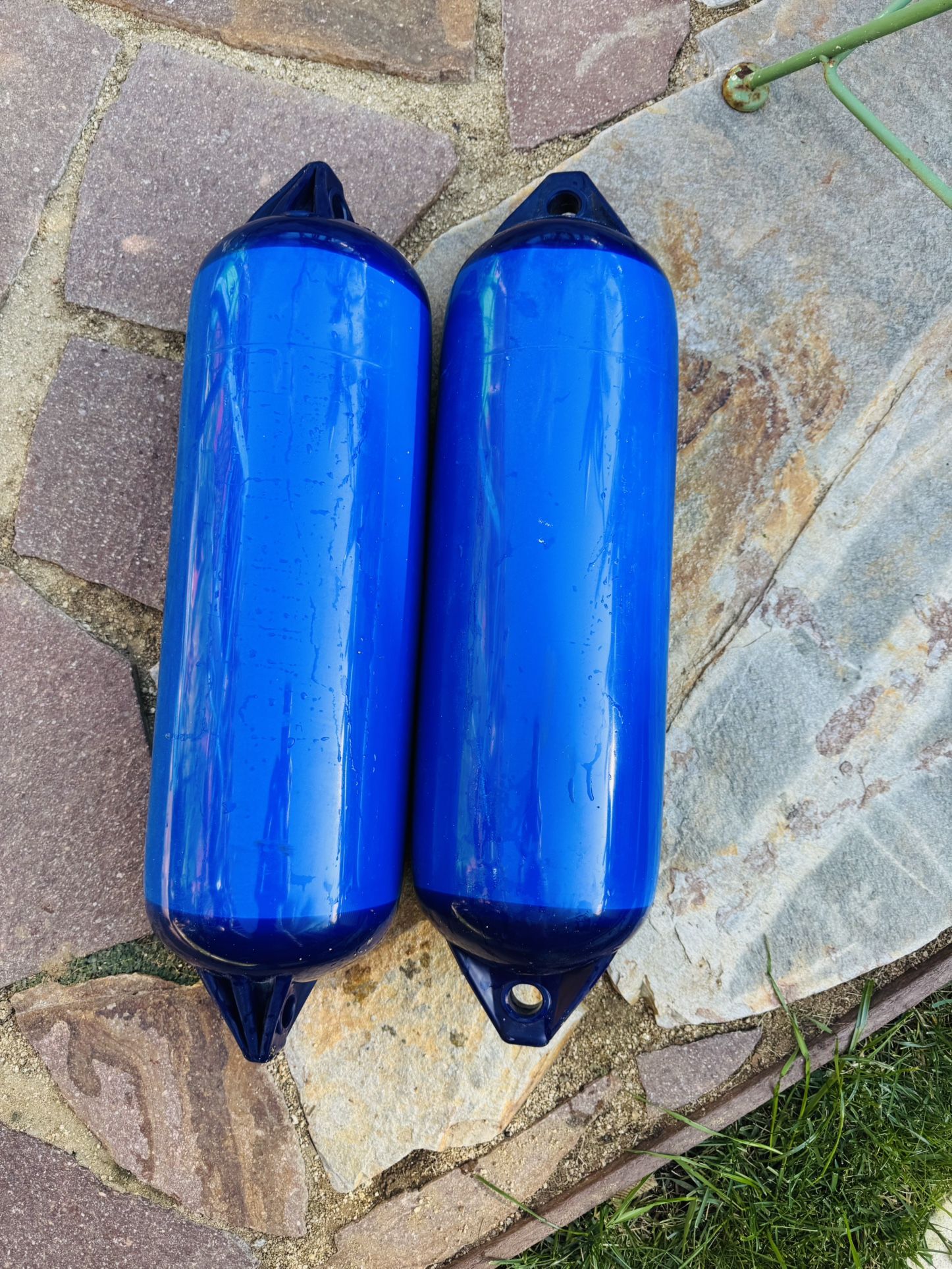 Two Blue Polyform F-02 Twin-Eye Boat Fenders