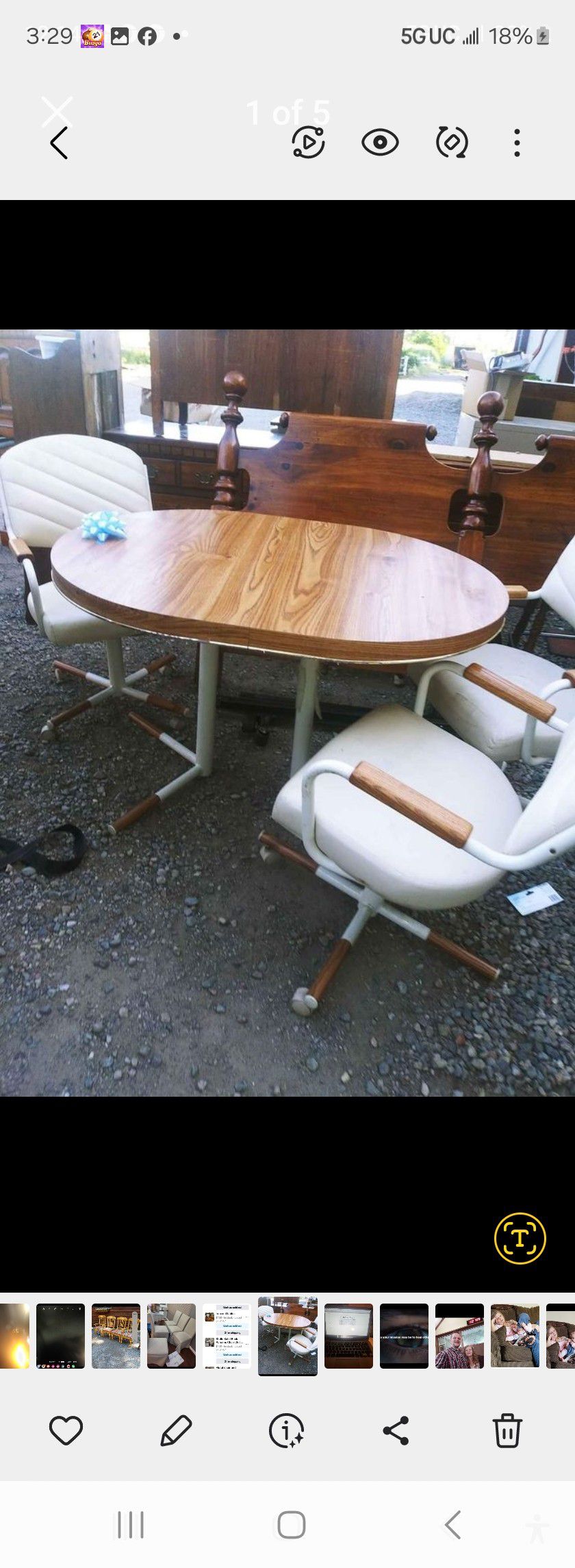 Eighties dining room table and chairs on wheels