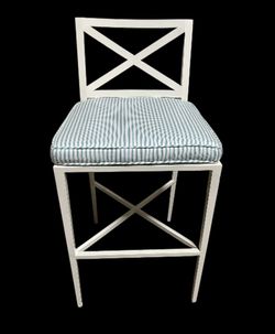 janus et cie AZIMUTH CROSS BARSTOOL WITH CUSTOM CUSHION, White Vermouth
