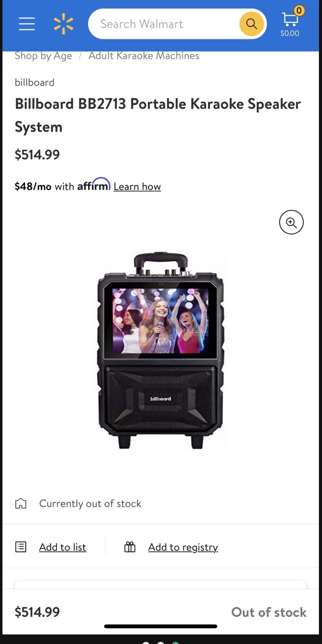Billboard BB2713 Portable Bluetooth Karaoke Speaker System 15" LED Touchscreen Brand New
