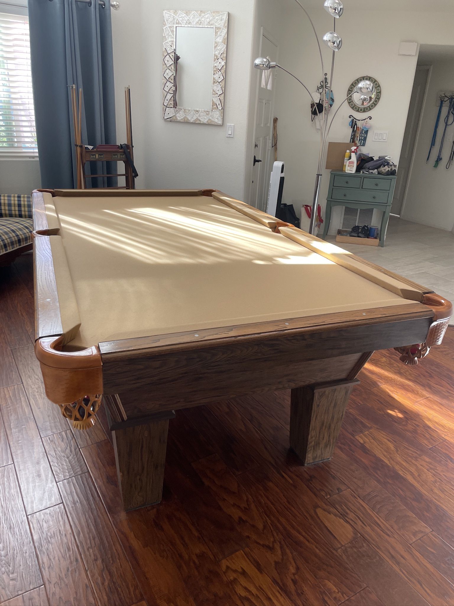 Pool Table with cover and cue rack