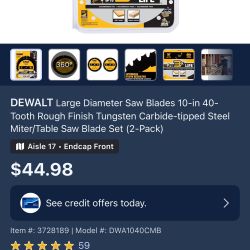 Brand New DeWalt 10” 2 Pack Saw Blades