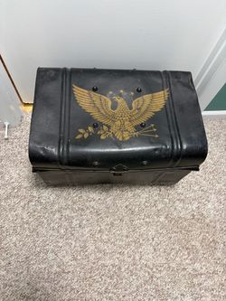 Vintage Black Dome Top Storage Trunk $100 OBO