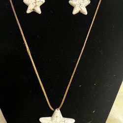 Howlite And Magnesite Star Shaped Jewelry Set