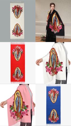 Set 12 x Our Lady of Guadalupe Virgin Mary Mexico scarf Soft Cashmere Lightweight