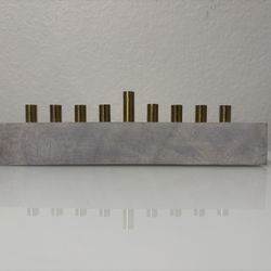 Modern Menorah Brass with Wood Base