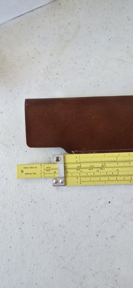 " Pickett & Eckel All Metal Slide Rule Log Model N902-ES Leather Case Hard Sleeve