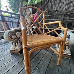 Vintage bamboo cane chippendale arm chair