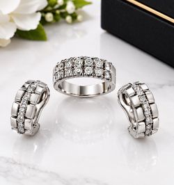 Set of Ring and Earrings White Golg 18K with diamonds