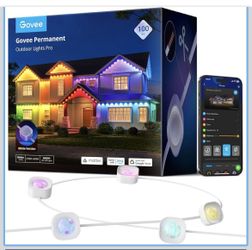 Govee Permanent Outdoor Lights Pro, 100ft with 60 RGBIC LED Lights for Daily and Accent Lighting, 75 Scene Modes for Outdoor Decor, IP67 Waterproof, W