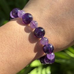 10mm Stretchable Amethyst Bracelet 