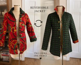 Vintage Reversible Quilted Jacket Bold Two-in-One Design Size S/M