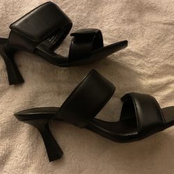 Open Edit Black Heeled Sandals Sz 6