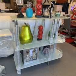 New White Bar Stand Glass/chrome K Furniture And More