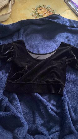 Black Velvet Crop Top Short Sleeve