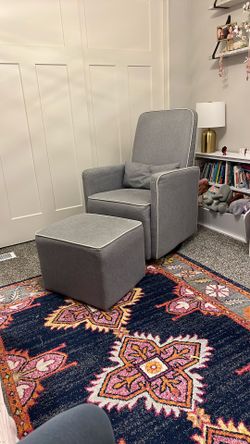 Nursing chair glider and rocker with ottoman