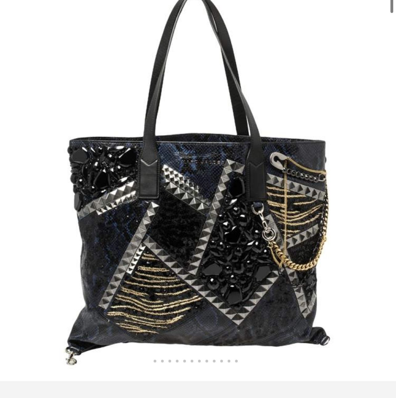 MARC JACOBS SNAKE EMBOSSED BLACK LEATHER WINGMAN HANDBAG MSRP $900.00