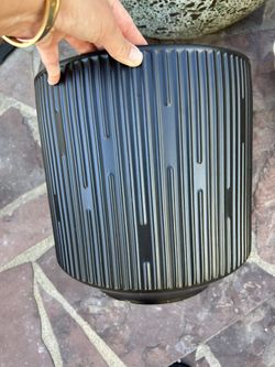 Black Matte Modern Minimalist Planter Pot Drainage Ceramic Indoor Outdoor Mid Century Style 12x12”