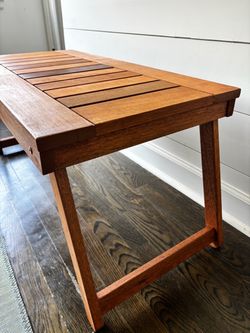 Folding Slatted Wood Outdoor Table