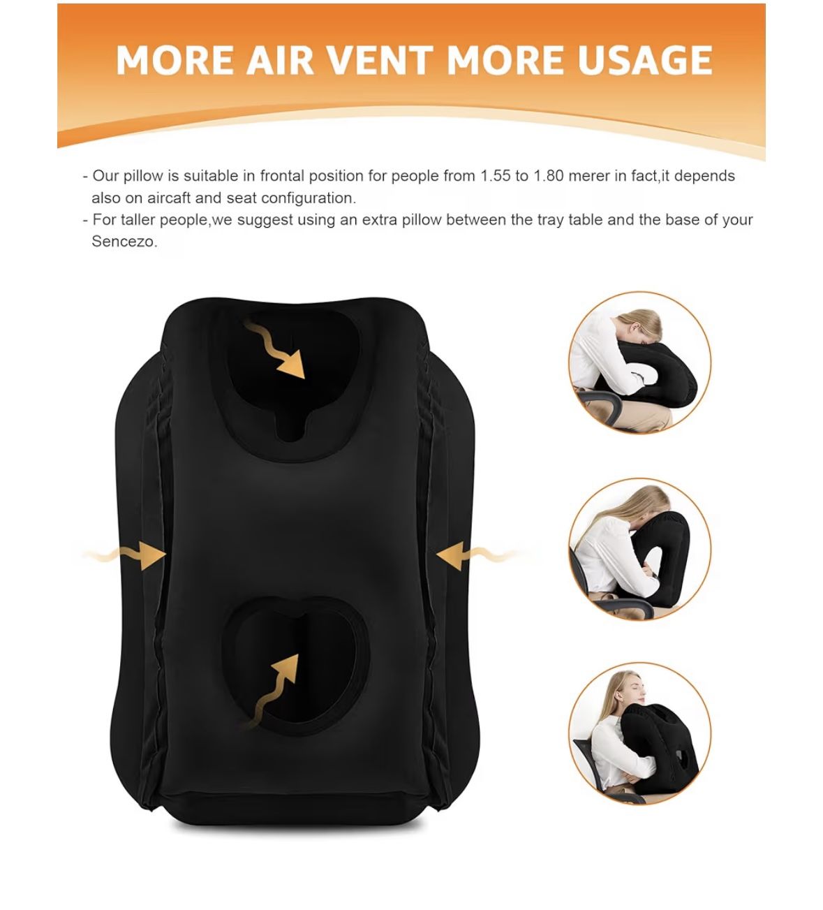 Travel Pillow, Inflatable Neck Pillow Used for Airplanes/Cars/Buses/Trains/Office 