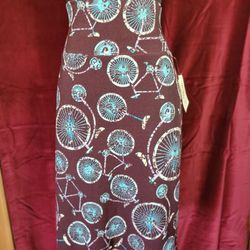 Lularoe Cassie Skirt Purple & Blue Bicycles Size Large New w/ Tags
