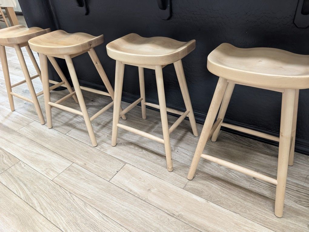Solid Wood Bar Stools (Set Of 4)