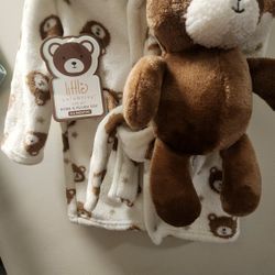 Baby Robe & Plush Teddy Bear