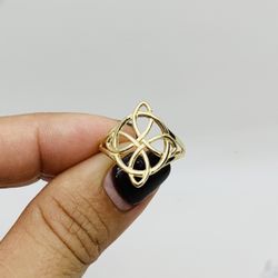 14k Gold solid ring witch knot - Anillo En Oro Nudo De Bruja
