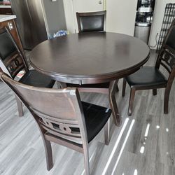 Wood Dining Set With 4 Chairs