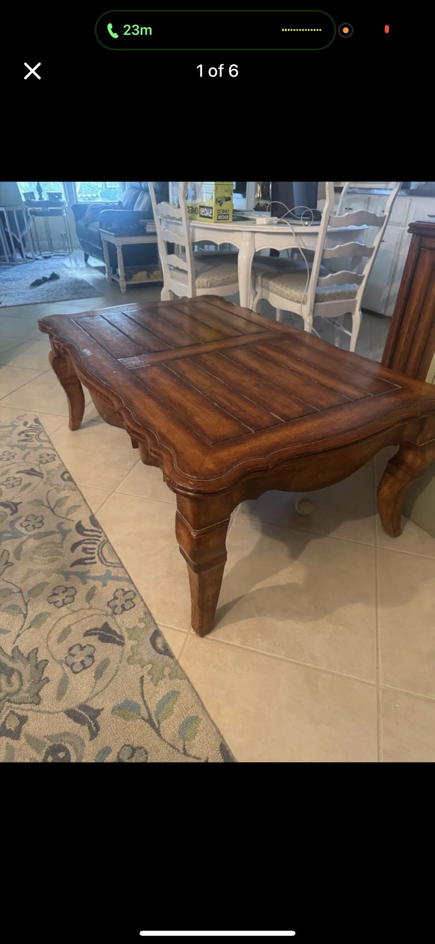 Solid Wood Coffee Table – French Country Style – Excellent Condition