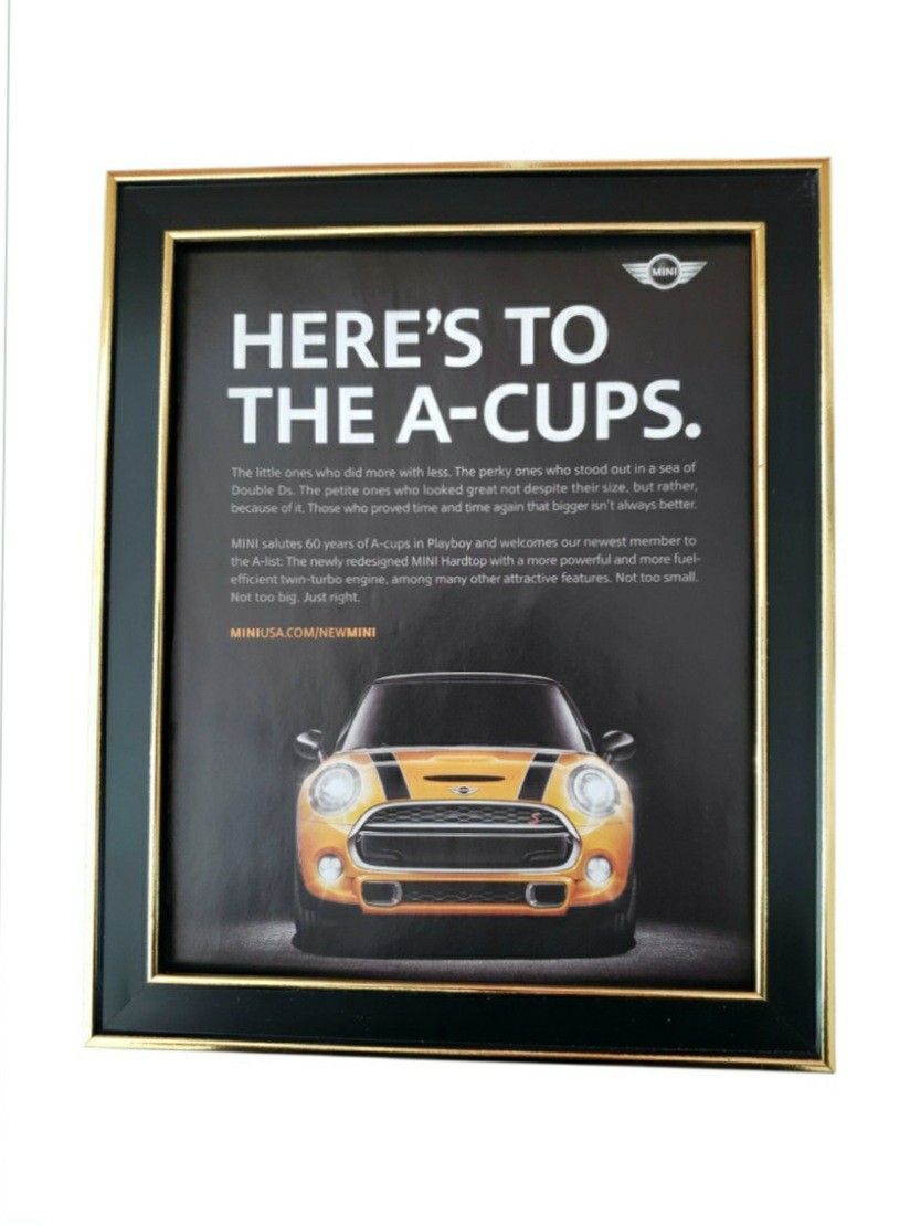 8x10 Framed Original advertisement for the MINI Hardtop, celebrating "A-cups"