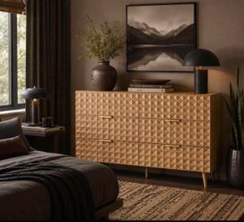 Diamond-Textured Statement Dresser, 6 drawers chest I-12