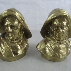 Vtg Nautical P.M Craftsman Brass/Metal “Old Salt” Fisherman Bookends

